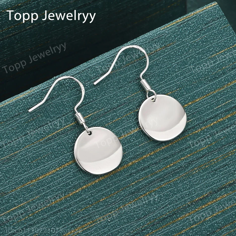 

Exquisite 925 Sterling Silver Round Earrings with a Glossy Finish, Fashionable Women's Wedding Gift Accessories