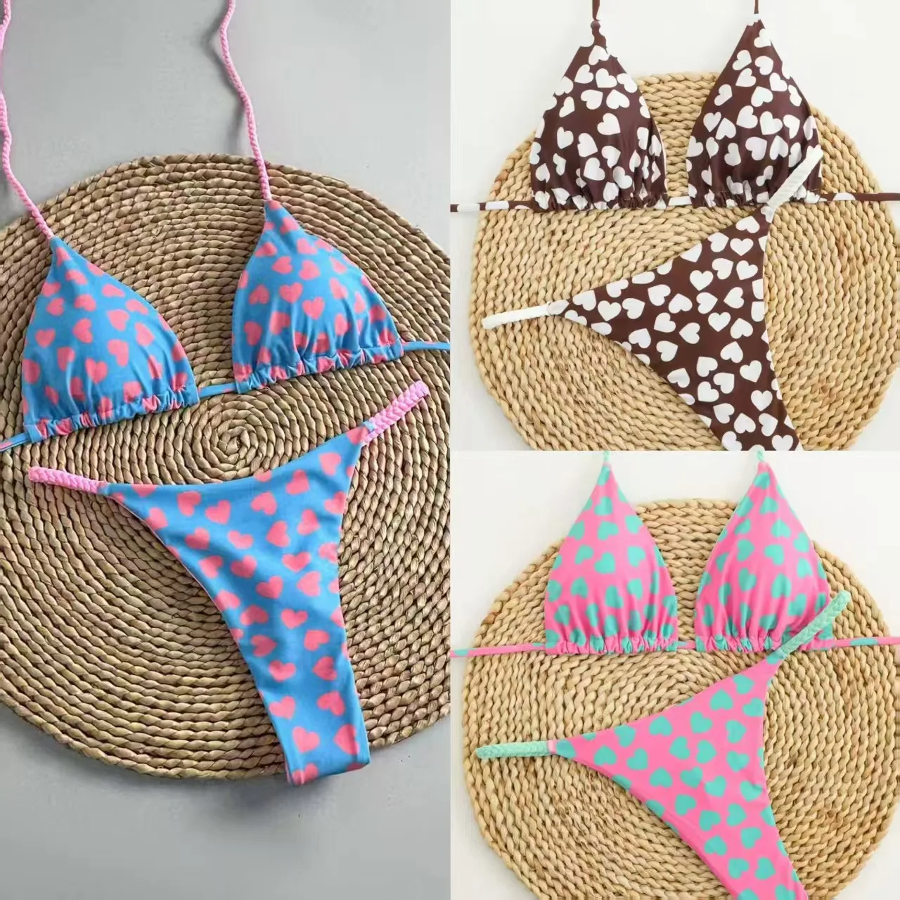 

Разноцветный комплект бикини из двух частей с завязками, для отпуска и курортного отдыха, для женщин, удобный крой, быстросохнущая ткань, регулируемый.