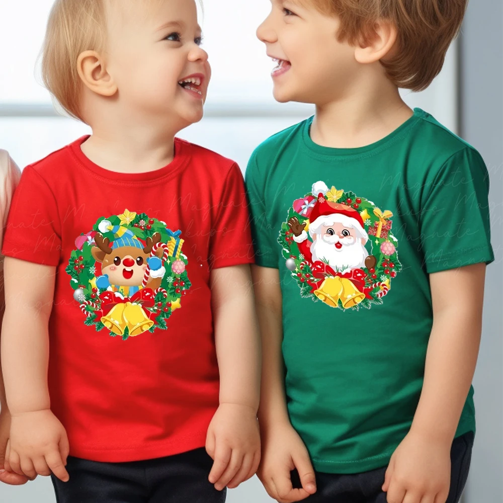 Merry Christmas Toddler Tshirt Kids T-Shirt Toddler Round Neck Short Sleeve Tee Christmas Party Children\'s Fashion Clothing