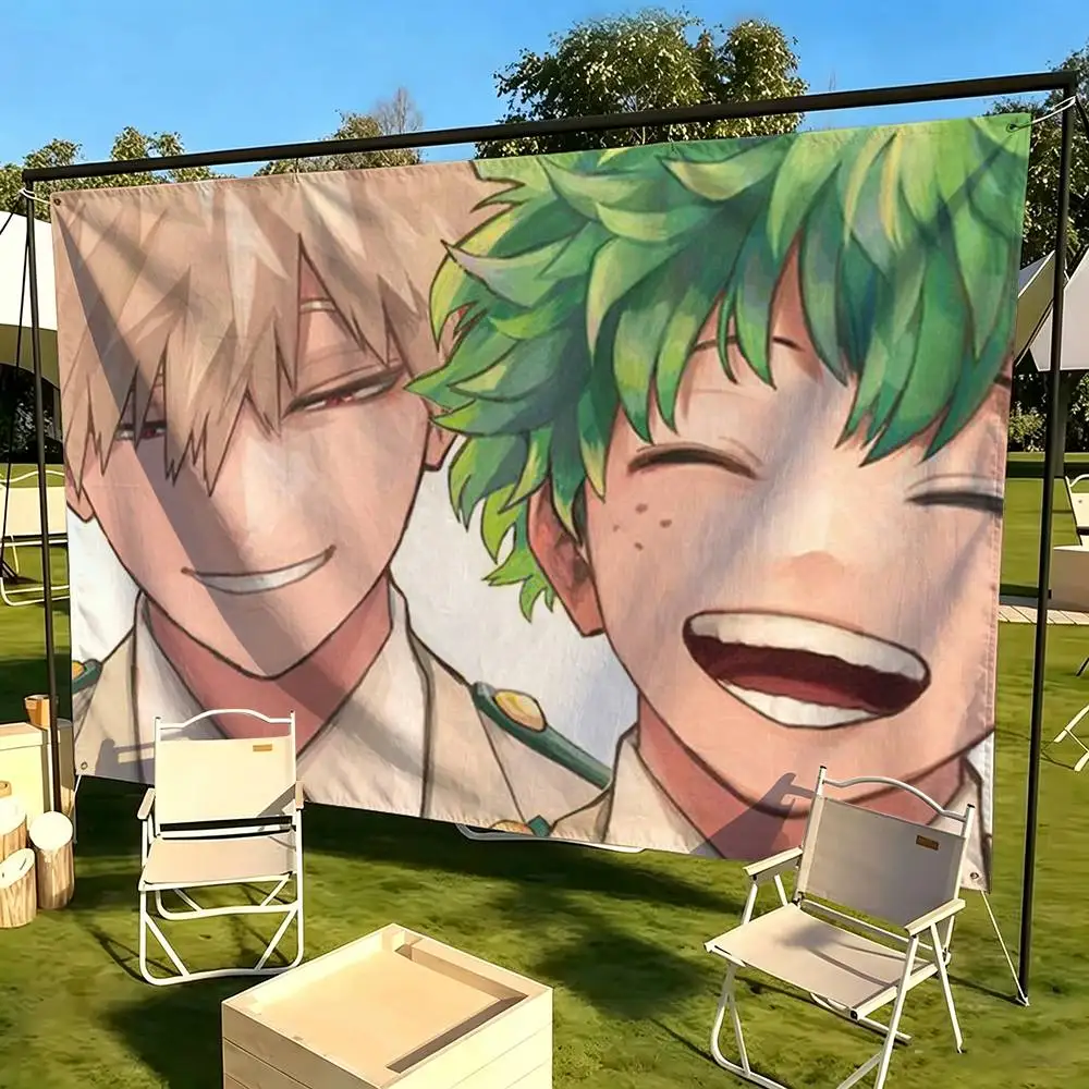 Bakugo Katsuki Midoriya Izuku  Flags for Bedrooms Home Decor Items Outdoor Decors Garage Decoration Flaga