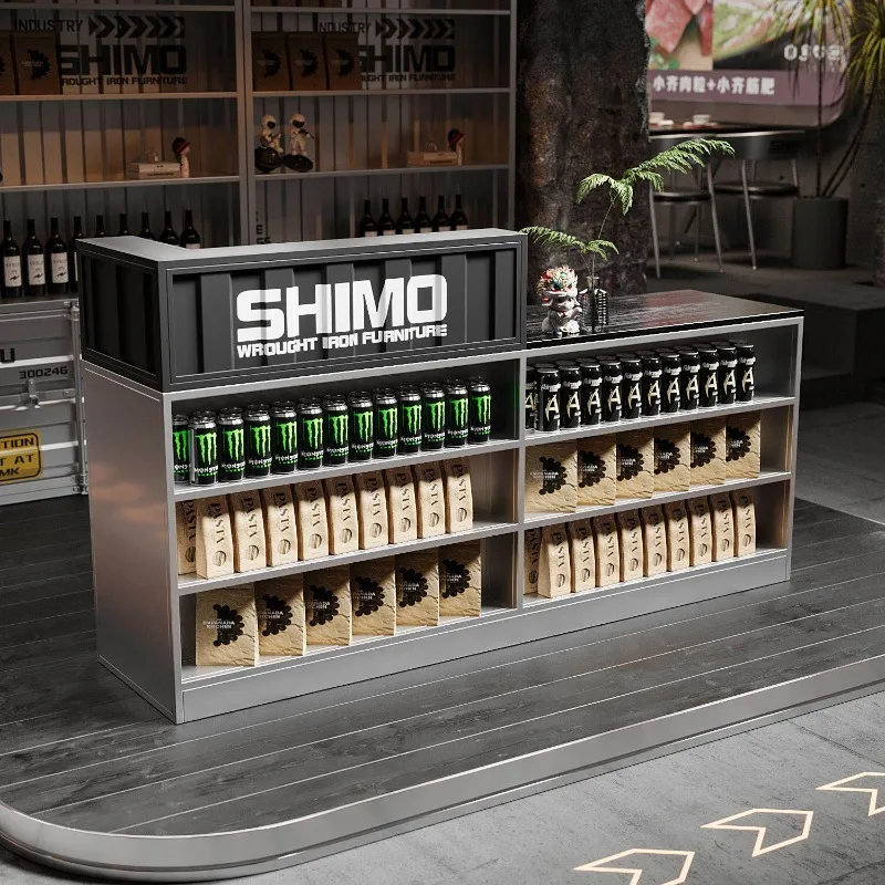 Industrial style metal cash register with display cabinet shop multi-function can be customized for complete delivery