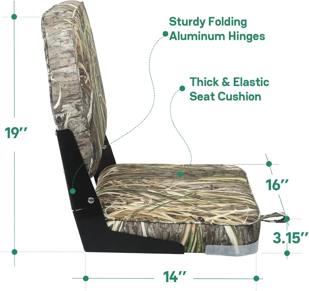 Folding Boat Seats Padded Camo Fishing Boat Chair with Backrest Marine Bass Jon Boat Seat view 3