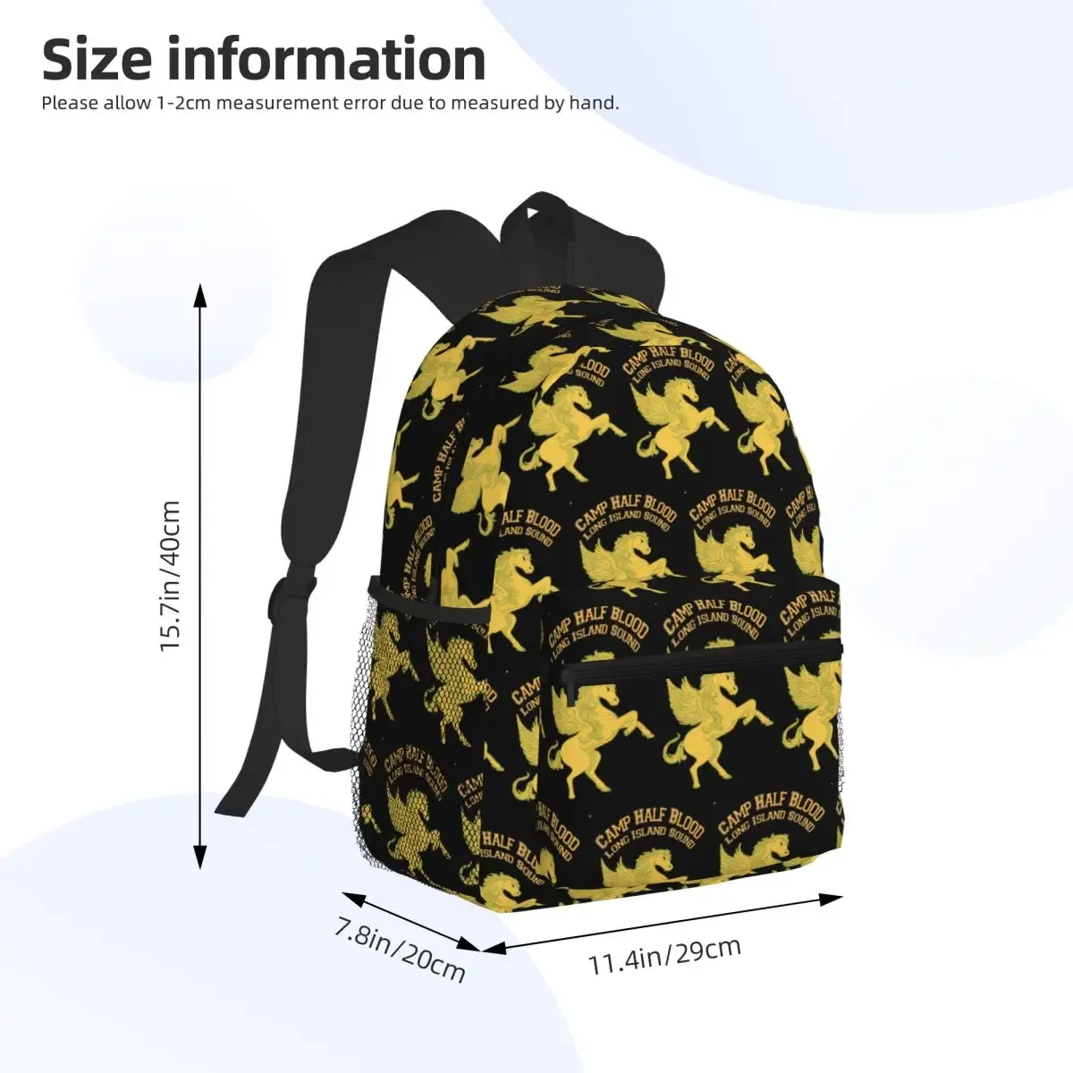 Camp Half Blood Long Island Sound Poseidon Student Backpack School Bag Hiking Travel Daypack for Men Women Bookbag Shoulder Bags