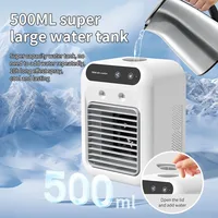 Mini souffleur d'air froid, humidificateur et refroidisseur de bureau, petit ventilateur froid sans pales, avec batterie lithium rechargeable de 1800 mAh, fonction de pulvérisation. 1
