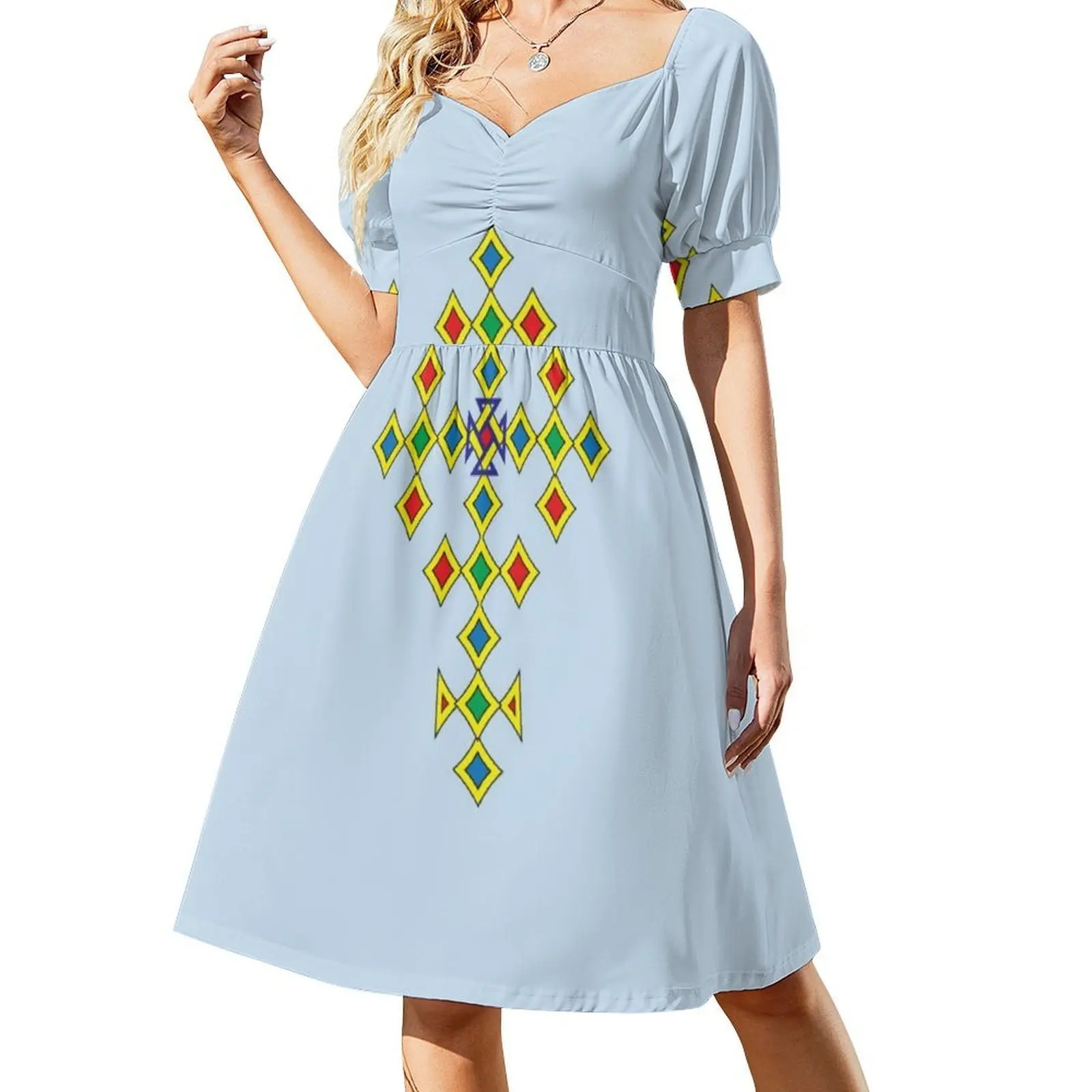 الأرثوذكسية الصليب الكلاسيكية تي شيرت فستان عطلة مثير للنساء شاطئ حفلة عيد ميلاد فستان قصير الأرثوذكسية الصليب فساتين نسائية #2