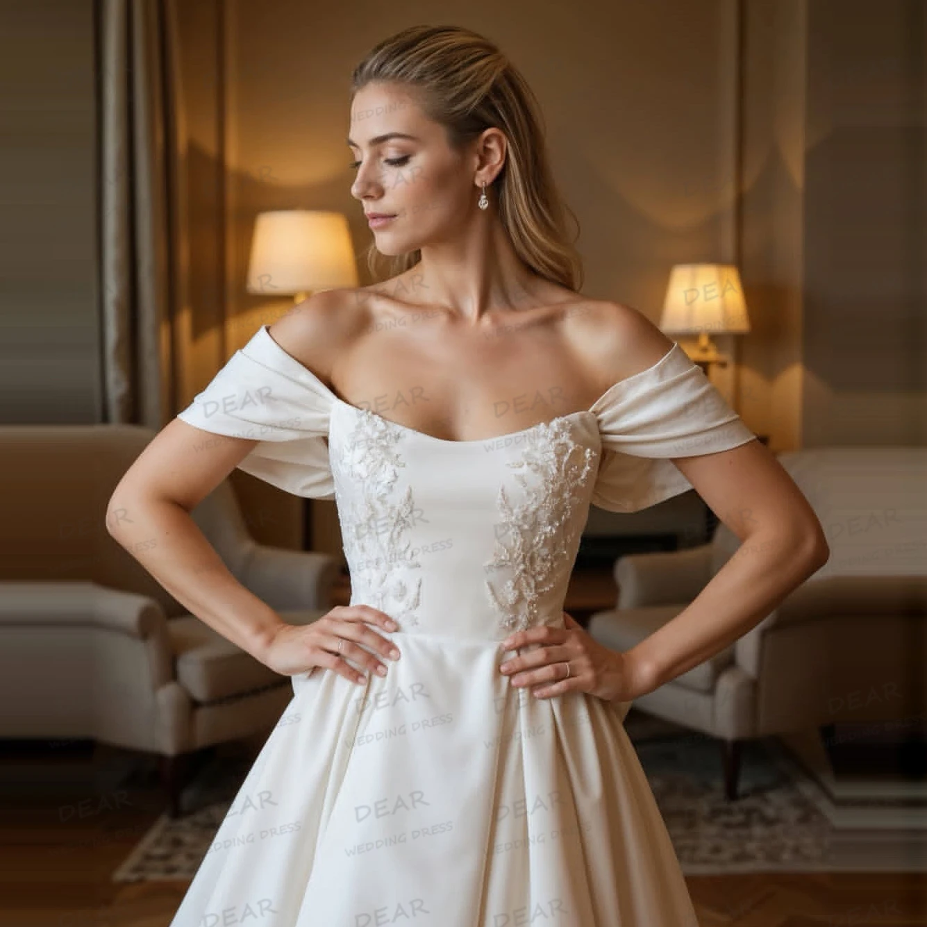 Robes De mariée douces pour femmes, ligne A, Sexy, avec des Appliques formelles, en Satin, épaules dénudées, avec nœud, personnalisées, 2025