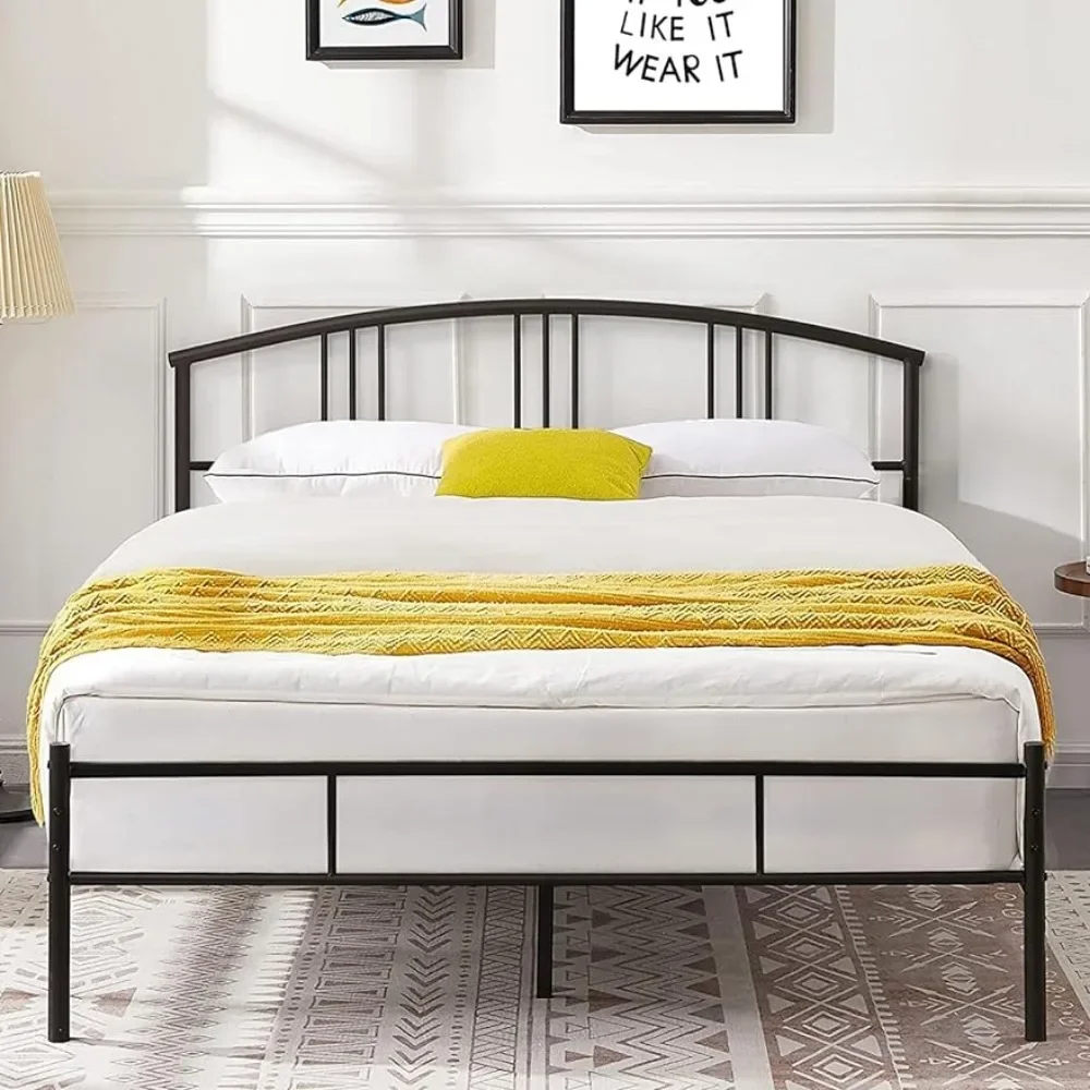 

14 inch Queen Bed Frame Metal Platform Mattress with headboard Footboard Steel Slat Support/No Box Spring Needed,Black Beds