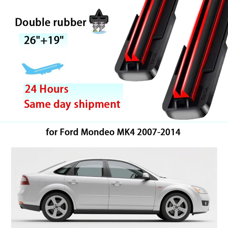 

Double rubber Front Wiper Blades for Ford Mondeo MK4 2007-2014 2013 2012 2011 2010Windshield Windscreen Window Car Accessories
