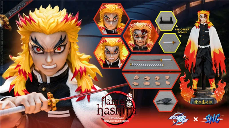 หุ่นตุ๊กตาขยับแขนขาได้สามหัว rengoku รุ่น1/6 SC-001มีสินค้าในสต็อกตุ๊กตาสะสมทั้งชุด