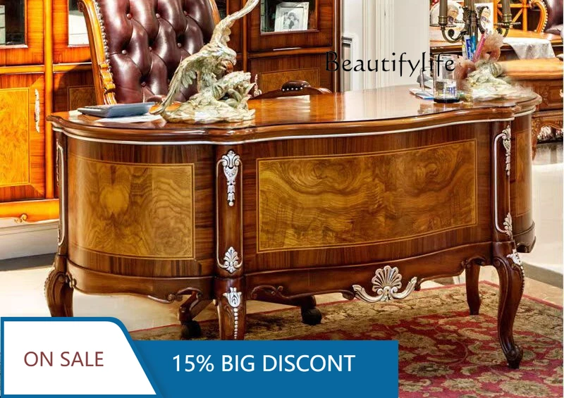 

New Chinese Classical Solid Wood Desk European Desk Villa Study Furniture Designer Fashion X