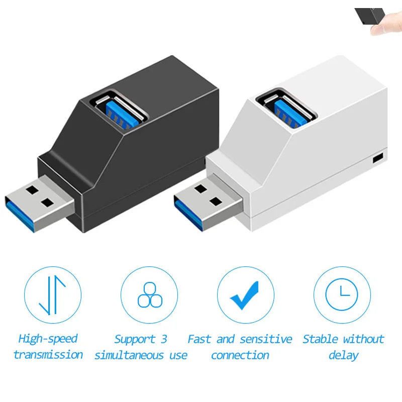 3 Ports USB HUB Adapter Extender suporrt USB3.0/2.0 with 5Gbps Hight Speed Data Transfer for PC Laptop Mouse Keyboard Hard disk