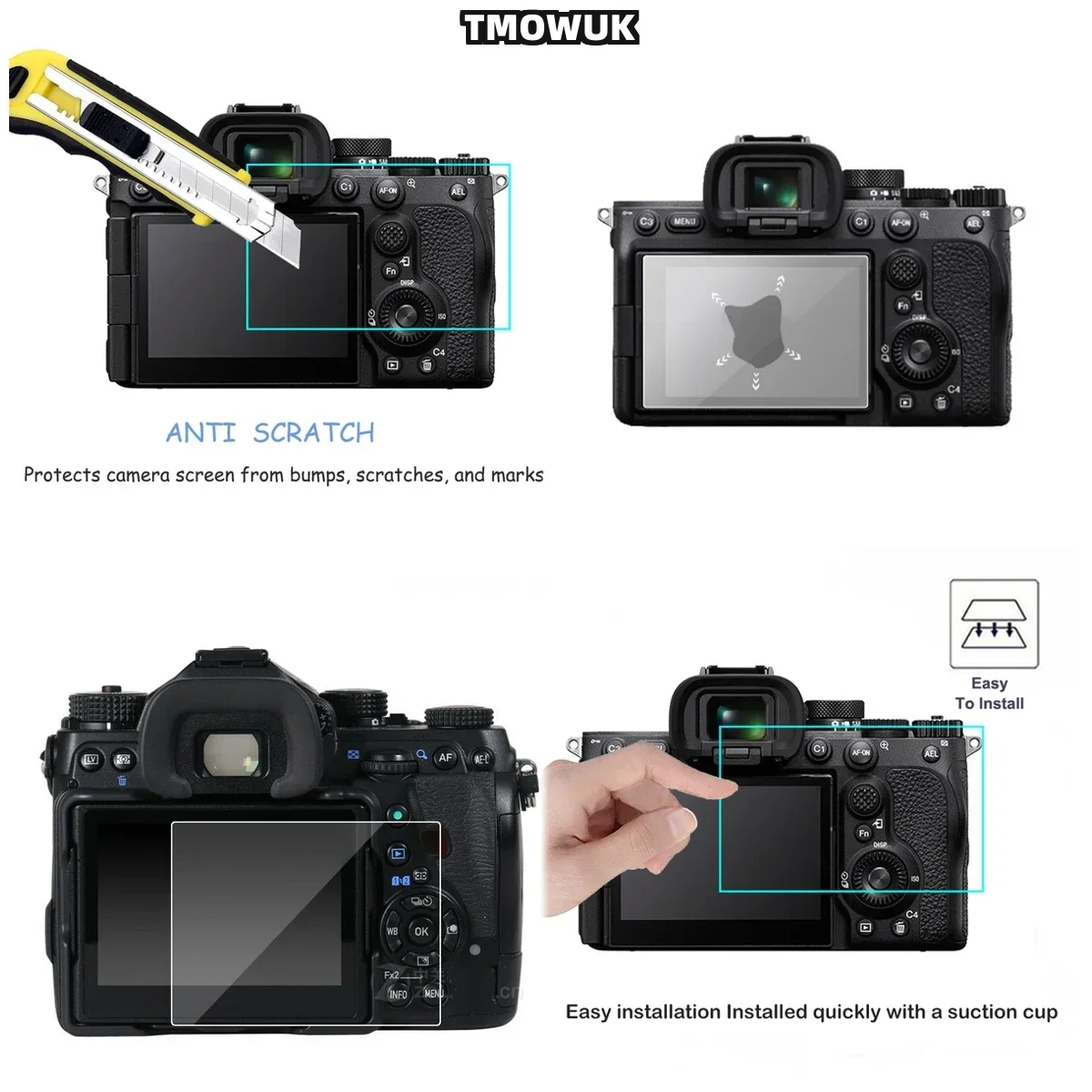 

For SONY A7RII A7RIII A7R4 A7R4A A7SMII A7RMII A7MII A7MIII, Seamless Edge-to-Edge Screen Guard, No Peeling