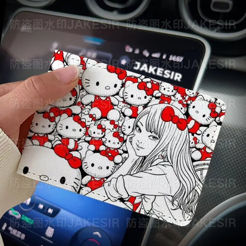 Tomie Junji Ito Hello Kitty Driver\'S License Cover protettiva in pelle Cartoon Cute Id Card Sleeve Anti Loss resistente all\'usura