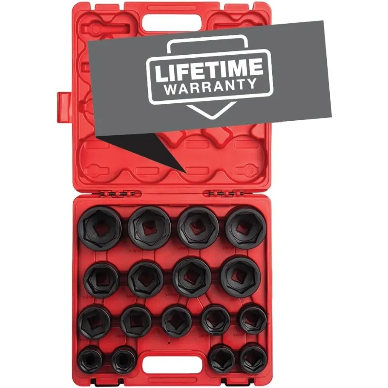 3/4 Inch Drive Heavy Duty Impact Socket Set, 17-Piece, SAE, 1