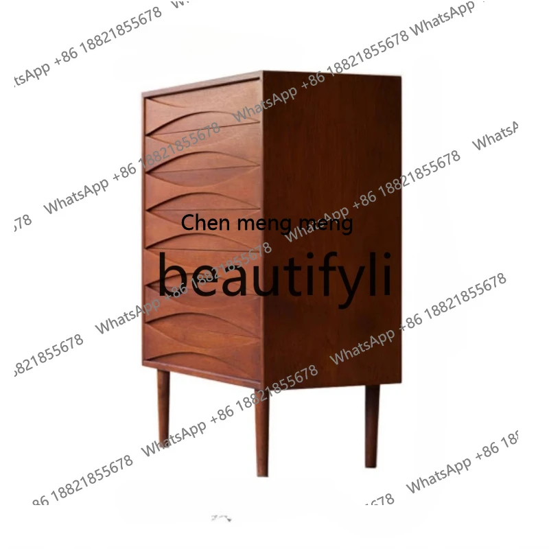 Seven chest cabinets, all solid wood drawers, light luxury storage cabinets, teak cherry wood, bedroom lockersH