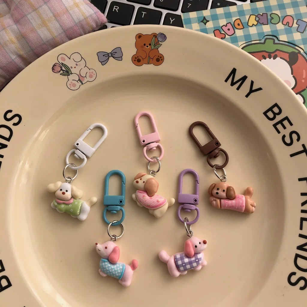 Animal Bag Charm Versatile Cute Keychain Pendant Resin Keychain Decoration Sweet Cartoon Dachshund Keychain For Shoulder Bags