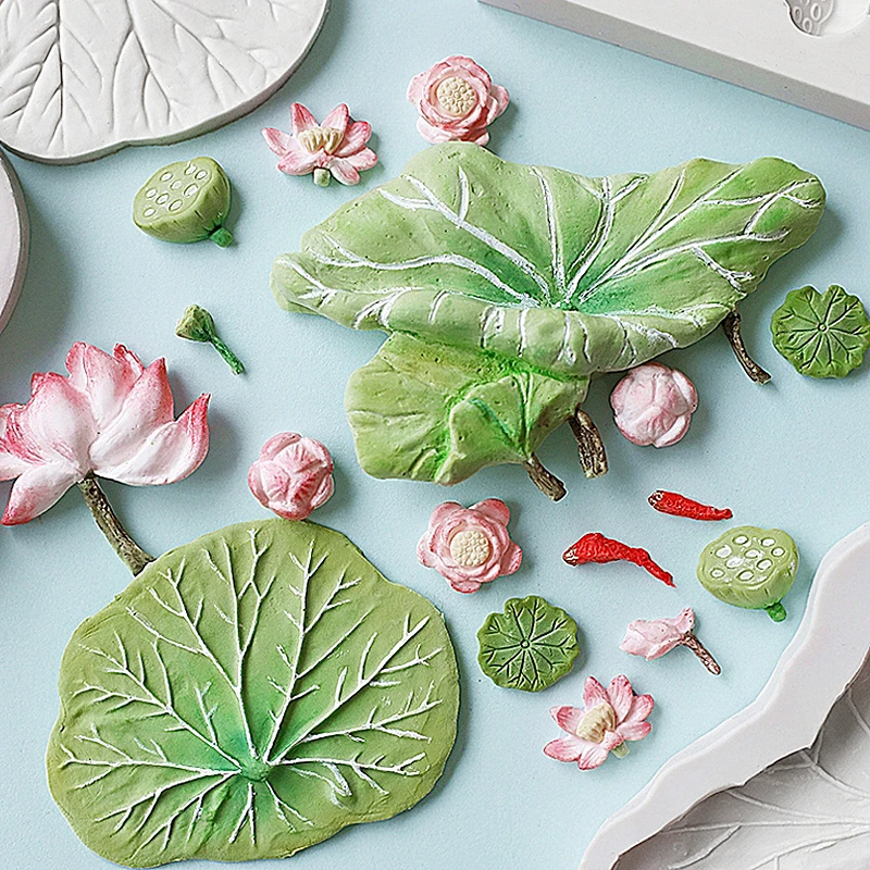 

Ancient Style Lotus Leaf Texture Lotus Flower Silicone Molds Fondant Cake Chocolate Mould Baking Accessories Cake Decoration