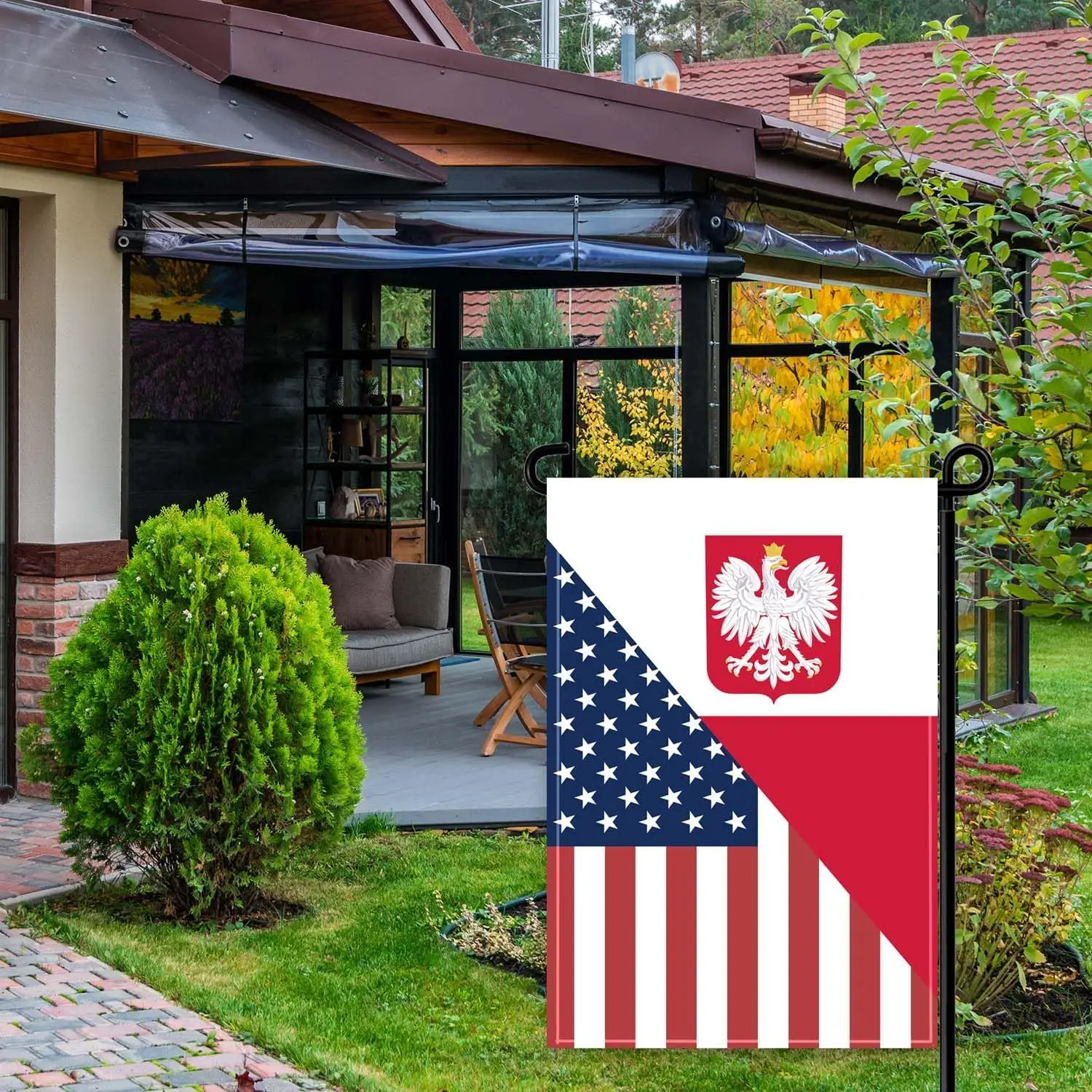 poland USA Friendship Garden Flag,18×12 inch Poles Decor,Heavy Duty Double Side Digital Printed 210D Polyester Banner For Ou WWL