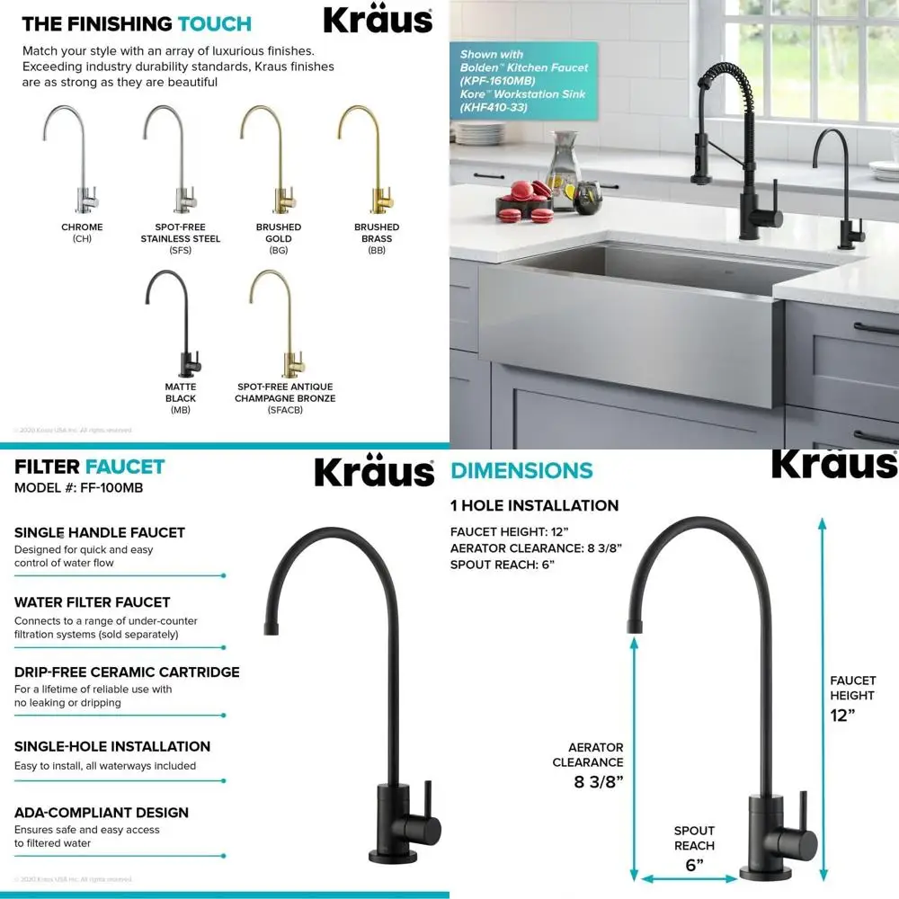 

Matte Black Purita FF-100MB: 100% Lead-Free Premium Kitchen Tap Water Filter