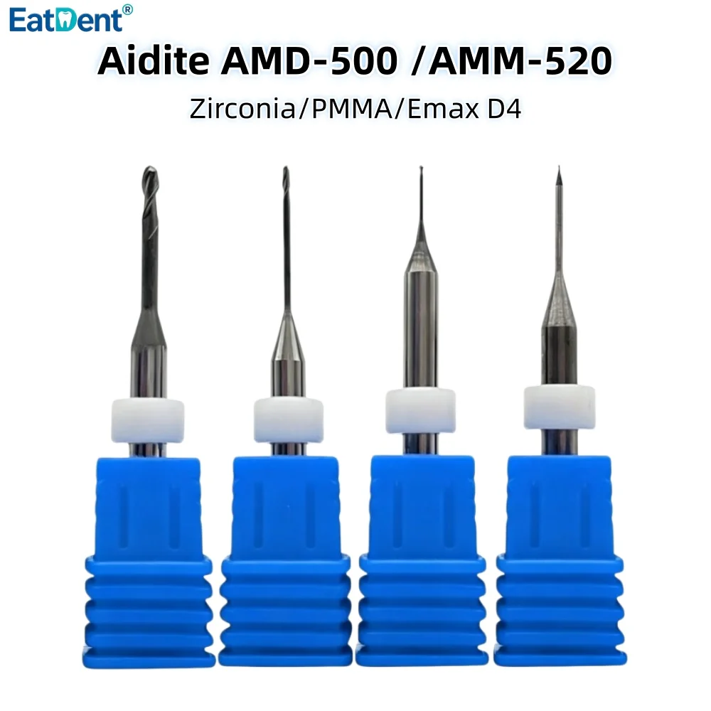 Aidite AMD-500 AMM-520 Dental Milling Burs for Zirconia Lithium Disilicate/Emax PEEK/PMMA D4 DC Coating