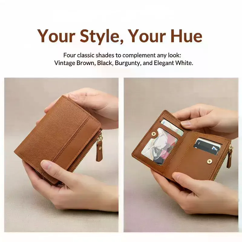 1PC Solid Color PU Leather Small Wallet For Short Simple Women's Purse With Buttons Ultra Thin Credit Card Bag Coin Purse