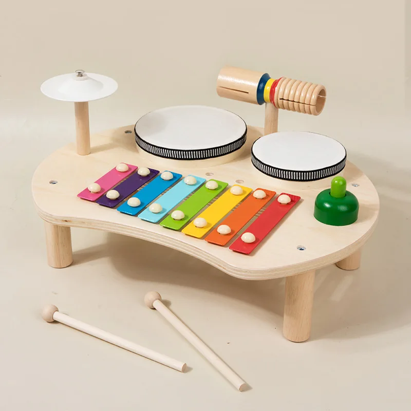 Juguetes de mesa musicales multifunción para bebés, instrumentos musicales de madera, juguetes para niños de 2 a 4 años, juguetes educativos para edades tempranas Montessori