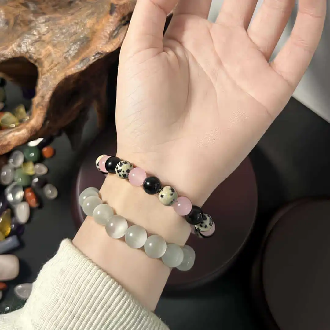 Obsidian Labradorite Natural Stone Bracelet For Women Men Attract Good Luck Money Protection Health Crystal Bracelet Jewelry