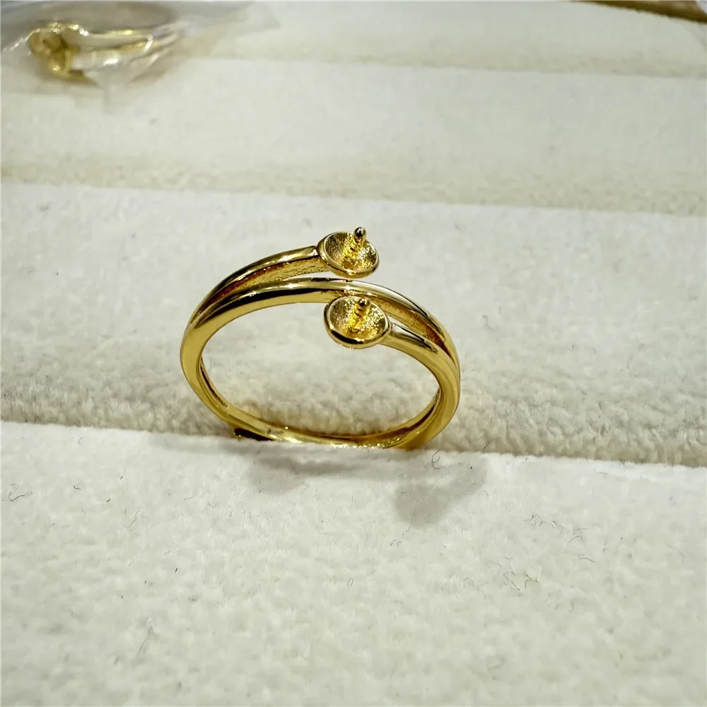 

【18K Gold Plated Adjustable Ring Setting】DIY Pearl Mount Jewelry Base, Bead Setting Tool for Handmade Rings, Craft Supplies