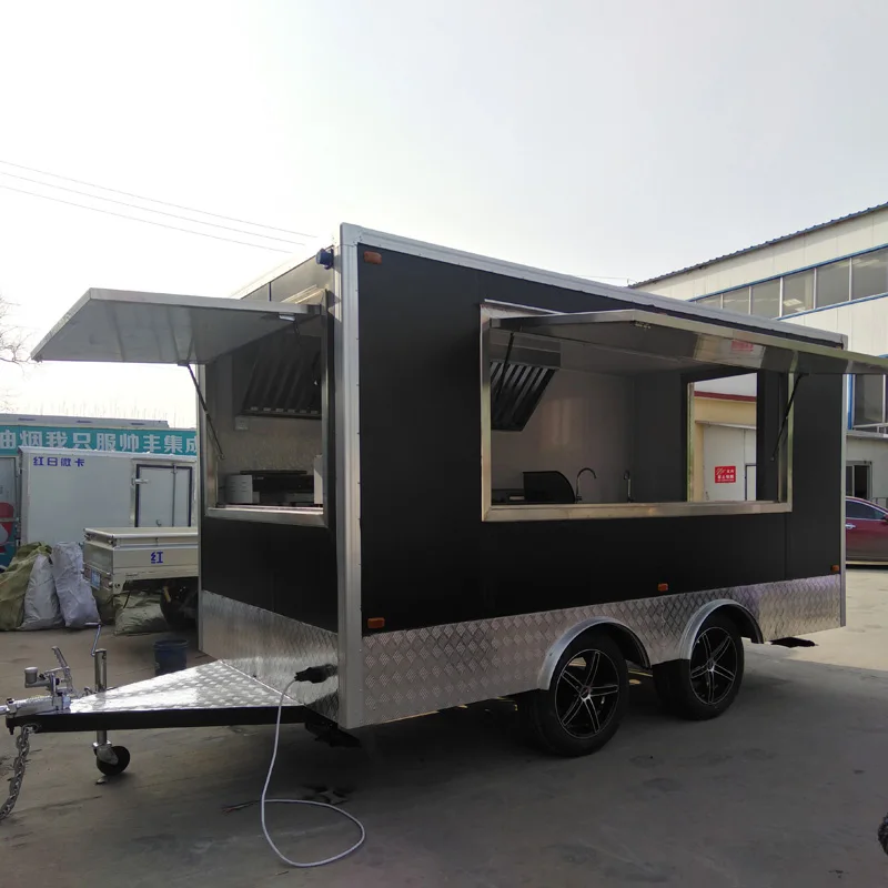 Outdoor Mobile Square Food Trailer Street Mobile Food Cart  Mobile Food Truck for Sale Pizza Customized