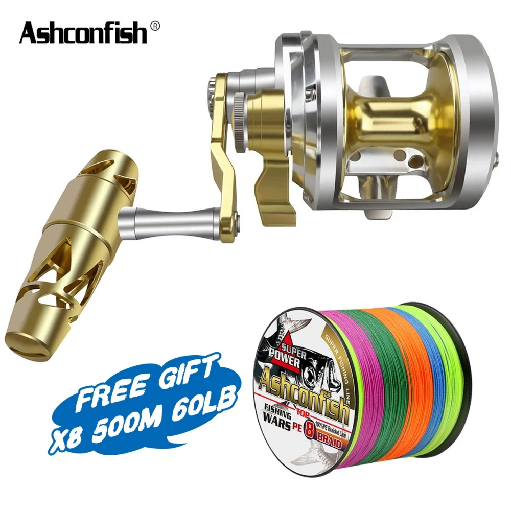 

5.7:1 L/R Full Metal CNC Machined Drum Reel 88LB Drag Japan NMB Bearings Dual Brake System Deep Sea Trolling Offshore Fishing