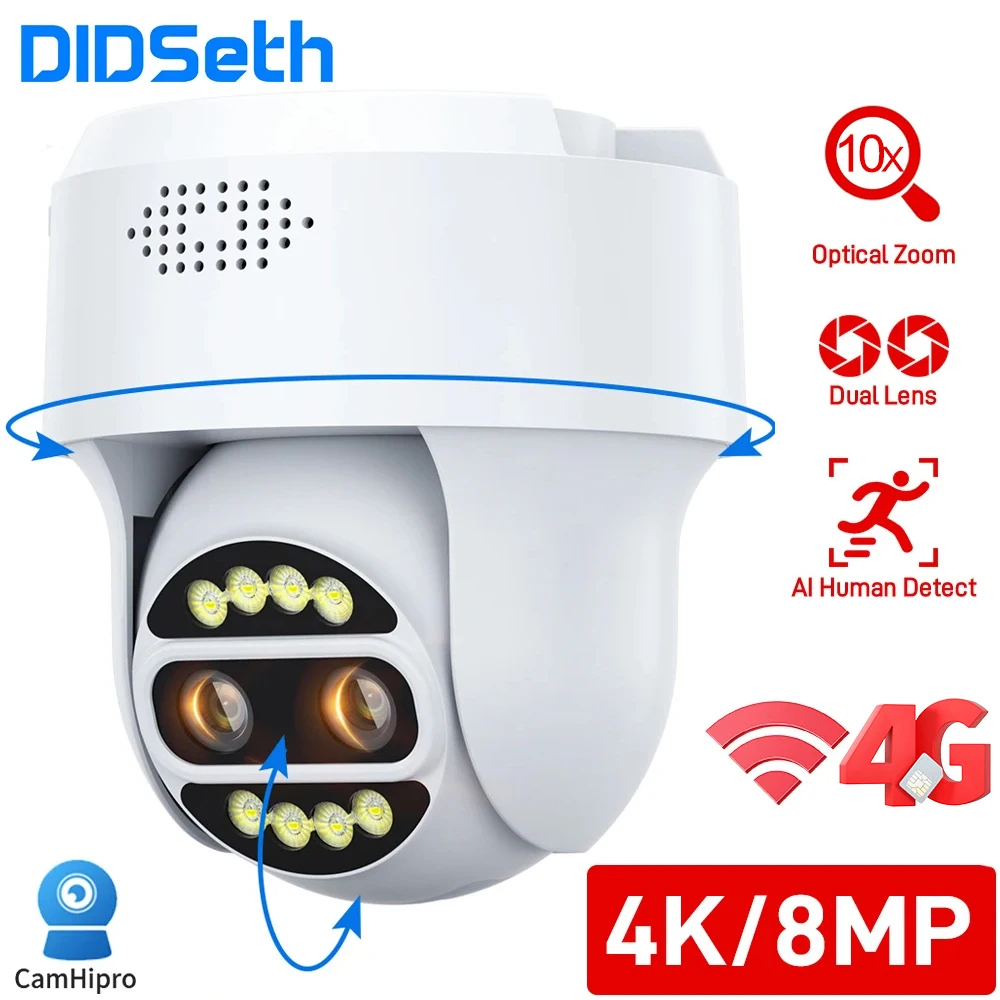 didseth camera dome com wi fi vigilancia por video 8mp 4g cam 4k duas lentes camera ip zoom digital 8x camera de seguranca cctv use o camhipro 01