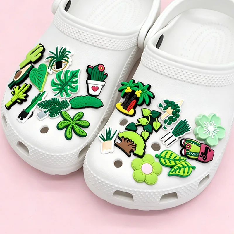 1/30 Stück Frühlings-Schuh-Charms, niedliche Avocado-Kaktus-Tropenblatt-Schuh-Charms, wasserdichte PVC-Clog-Dekorationen für Damen, Herren, Kinder – Detail 4