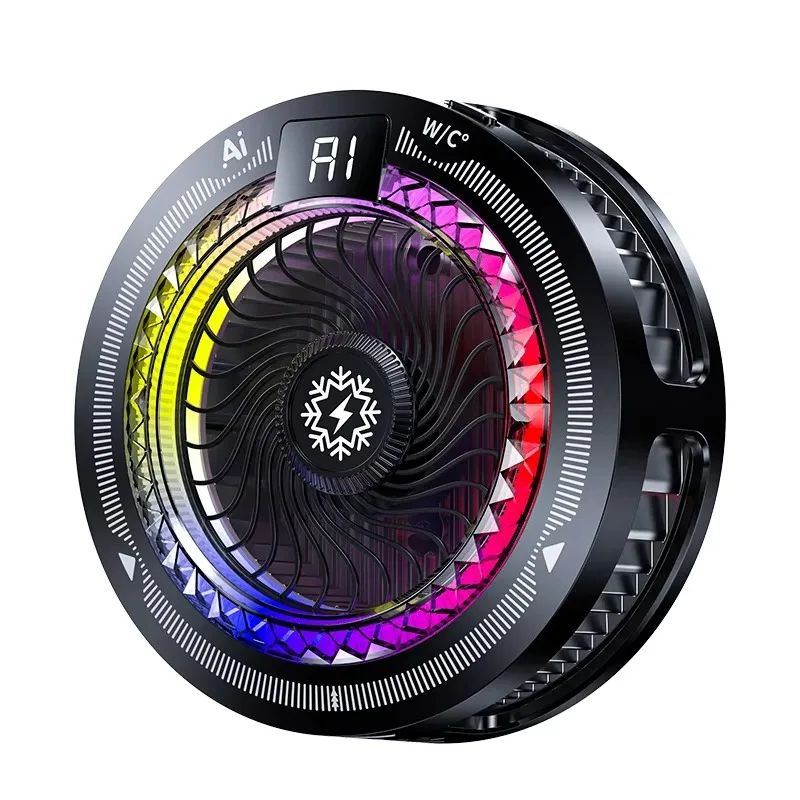 TH25 Pro 23W Semiconductor Phone Cooler,9V Fast Ice Cooling AI Temp Control Magnetic Clip 2 in 1 RGB Light Silent Radiator