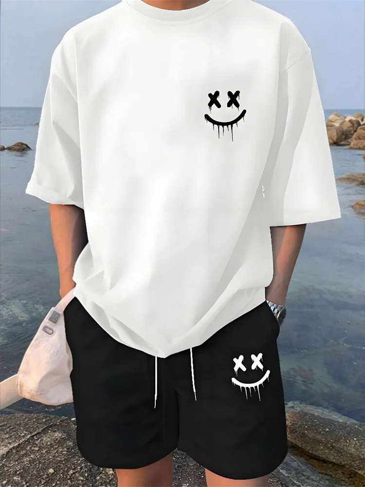 Summer Daily Casual Men's Short Sleeve Shorts Package Urban Street Men's Fashionable T-shirt Outdoor Sports Men's Shorts
