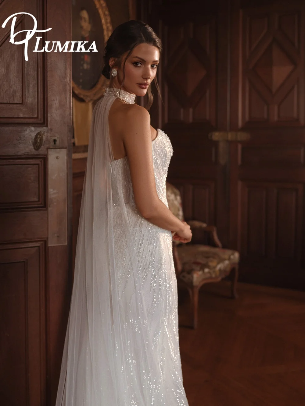 فستان زفاف أنيق بدون حمالات لامع 2026 فستان زفاف رومانسي متألق موضة a-line طول الأرض فستان الزفاف رداء De Mar #3