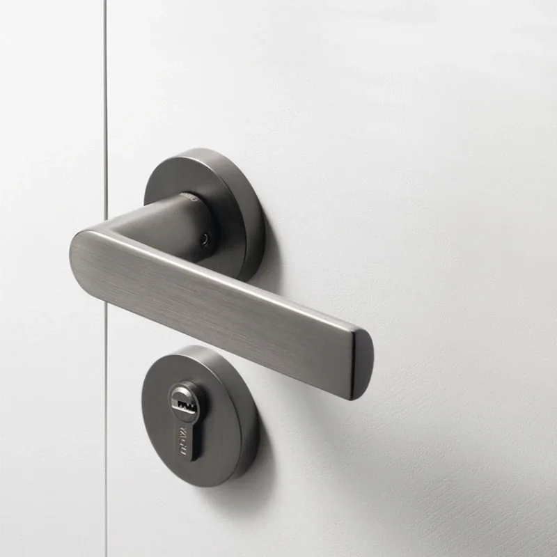 

Door lock indoor simple bedroom room door lock black steel color door handle Nordic silent magnetic minimalist door lock