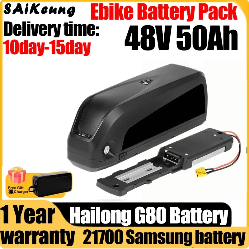 Hailong Max Electric bicycle 48V 20ah 30ah 35ah 40ah 50ah 60ah Lithium Battery 21700 cells Ebike Battery 1500W Bafang Battery