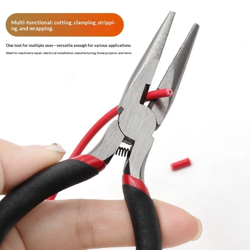 5 inch long pointed nose pliers with spring mini electrician installation and repair tool pliers teeth for stripping and cutting