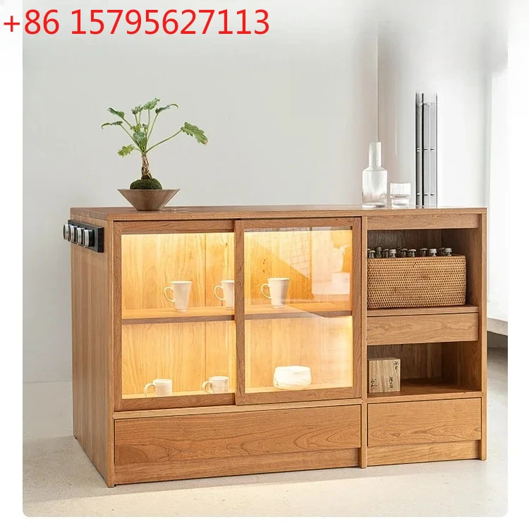 

Shimadai solid wood dining side cabinet bar storage cabinet integrated living room dining room storage Nakajima