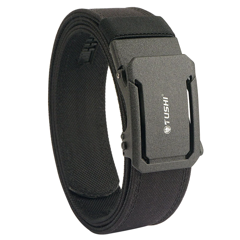 3.8 سنتيمتر مزدوجة الطبقات سميكة التكتيكية حزام متعدد الوظائف سبيكة التلقائي مشبك الرجال حزام في الهواء الطلق حزام قماش غير رسمي