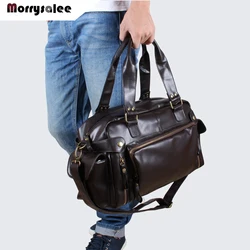 New Shoulder Bag PU Leather Men Bag Shoulder Messenger Bags Men Handbag Large Capacity Travel Bags Solid Bag Square Style