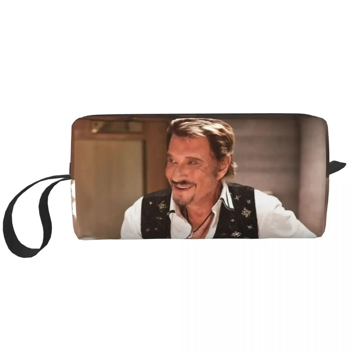 Custom  Hallyday Singer Toiletry Bag Women French Rock Music Makeup Cosmetic Organizer Lady Beauty Storage Dopp Kit Case