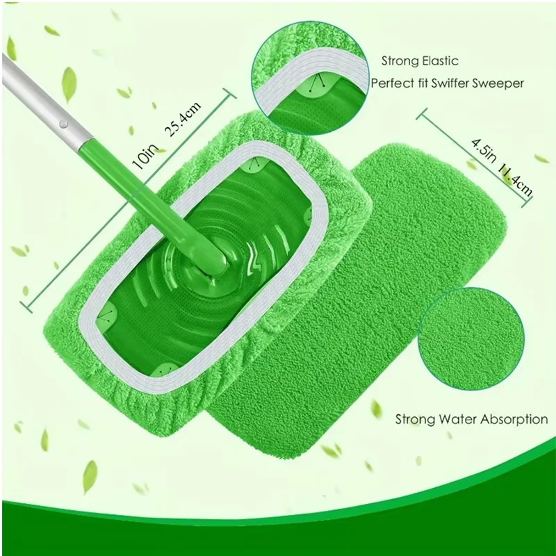 4 Reusable Mop Pads with High Water Absorption Fiber Cleaning Pads Fit Most Standard Mops Firm Adhesion Cleaning Pads Reusable