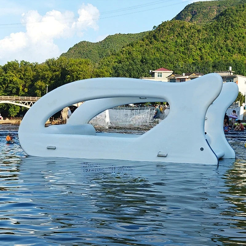 

Electric catamaran inflatable riding boat with floating island tent water rides