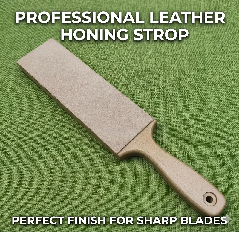 Genuine Leather Sharpening Strop Belt Straight Razor Shaving Sharpener Folding Knife Polishing Tool with Polishing Paste