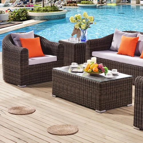 Outdoor-Sofa, Innenhof, Rattan-Kombination, Sonnenschutz