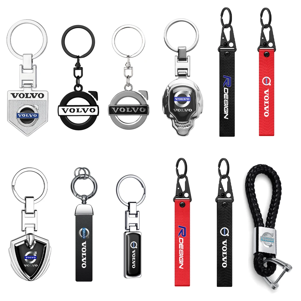 Car Metal Leather Badge Key Chain Key Case Braided Rope Keyrings For Volvo S40 S80L S60 XC40 XC60 XC90 V40 V60 V90 V70 C30 C40