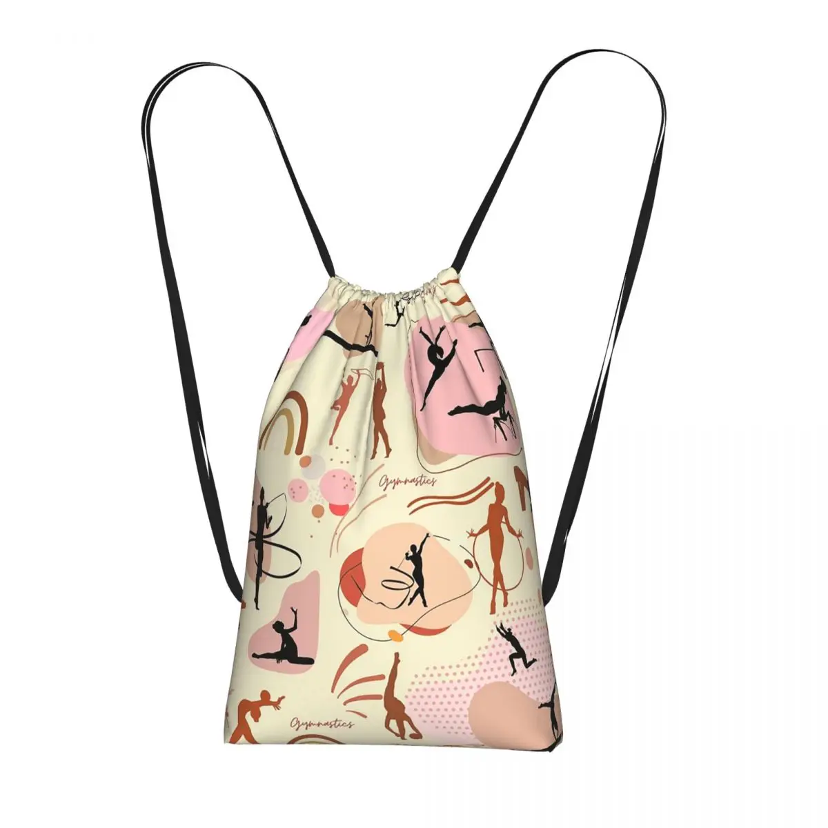 Dance Rhythmic Gymnastics Pattern Backpacks Multi-function Drawstring Bags Shoes Bag Book Bags for Man Woman Students