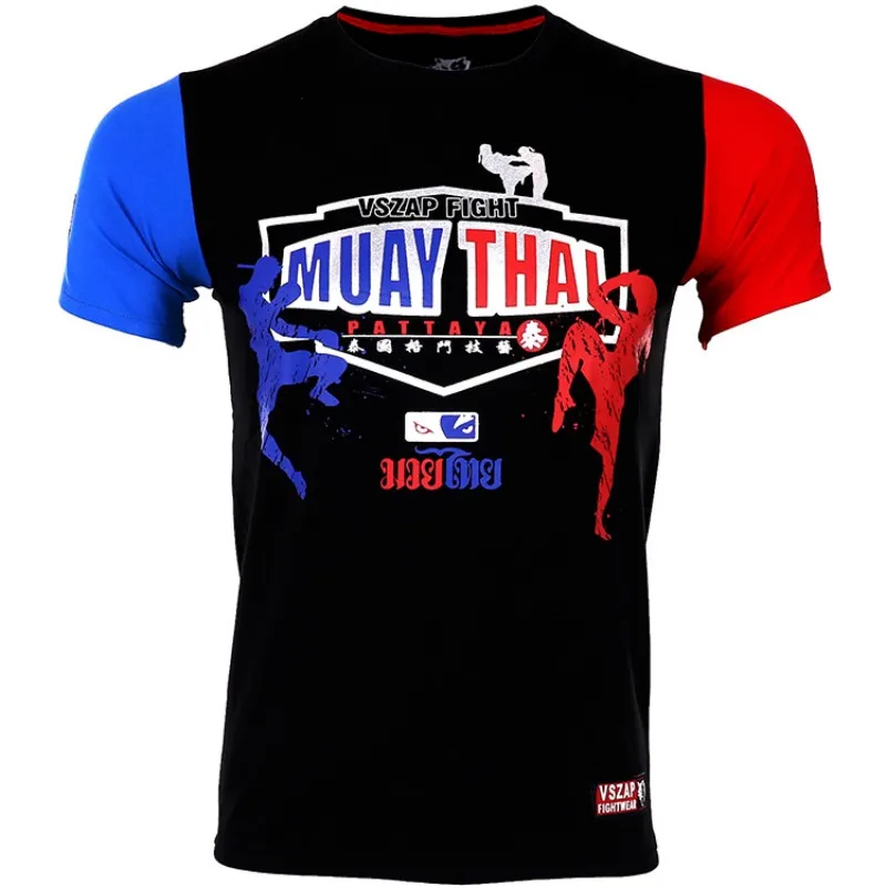 Vszap-Men's Mma Boxing Jersey, MMA Sleeve Fight Wear, Tiger Muay Thai T Shirt, Wolf, Thai