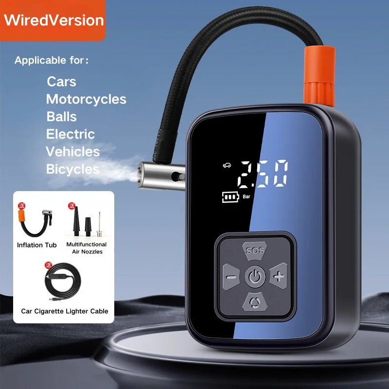 

Multi-Function Air Pump w/LED+SOS+Power Bank, Portable Inflator for Car/Bike/Camping, Auto Accessories & Emergency Tools